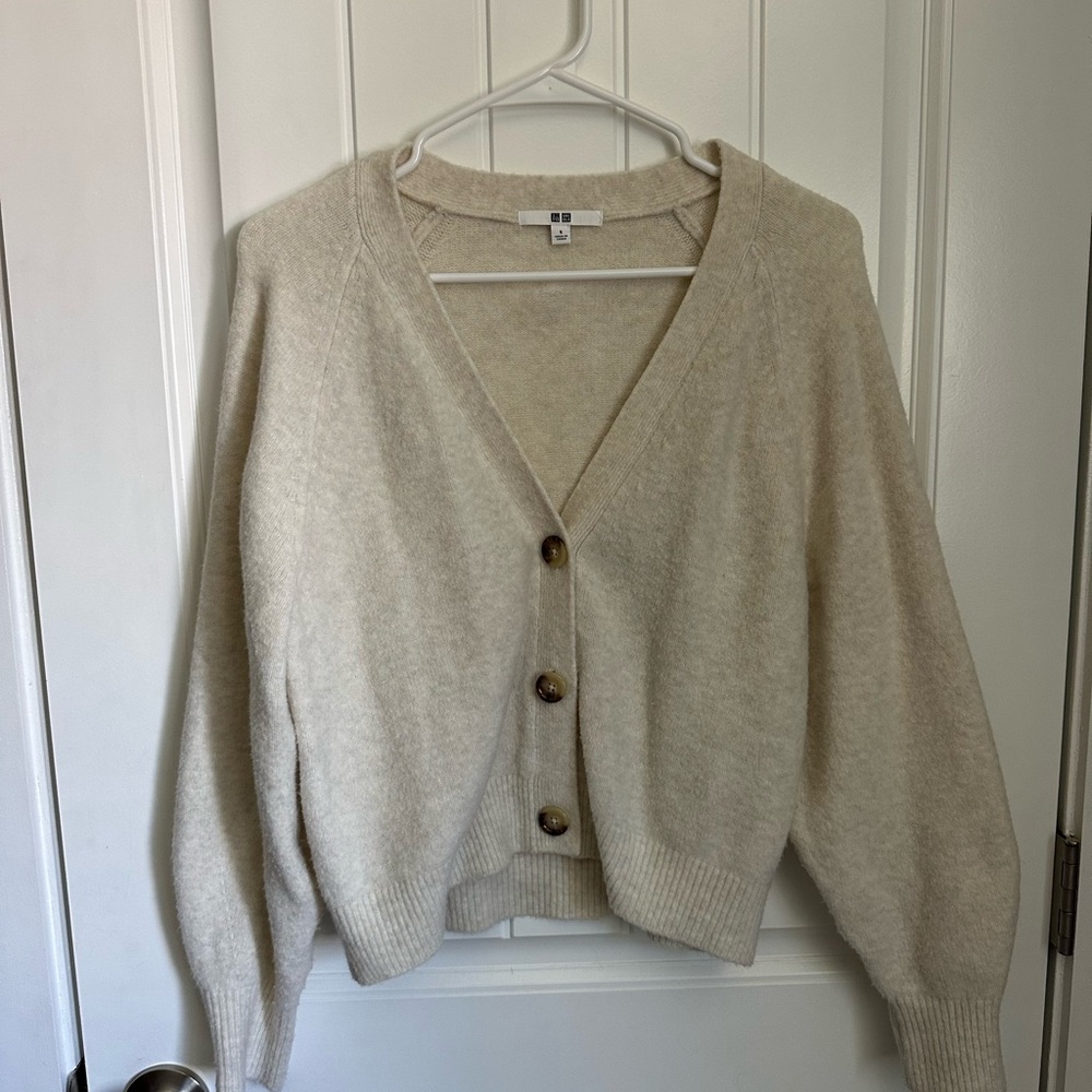 Uniqlo Beige Button-Up Cardigan